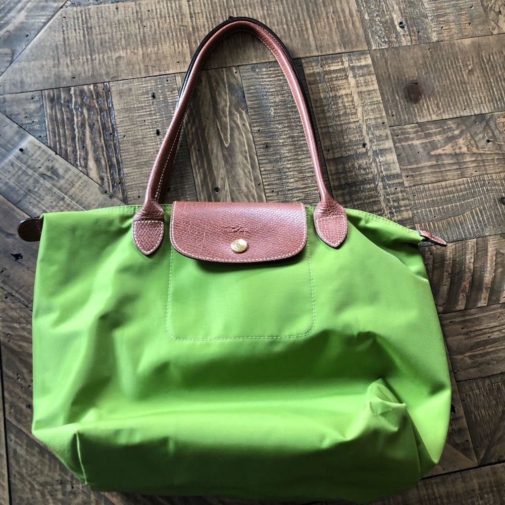 Longchamp kiwi green le pliage purse tote bag